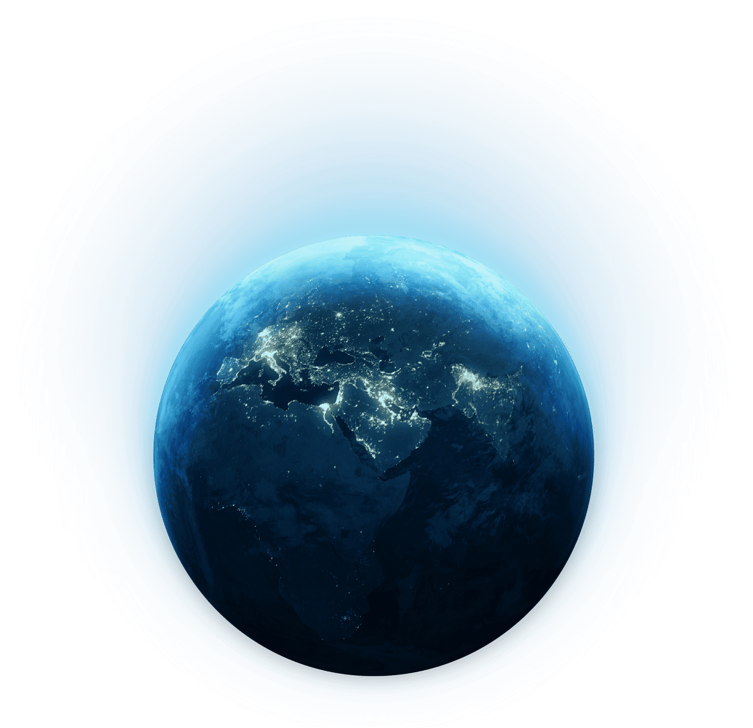 Blue glowing Earth